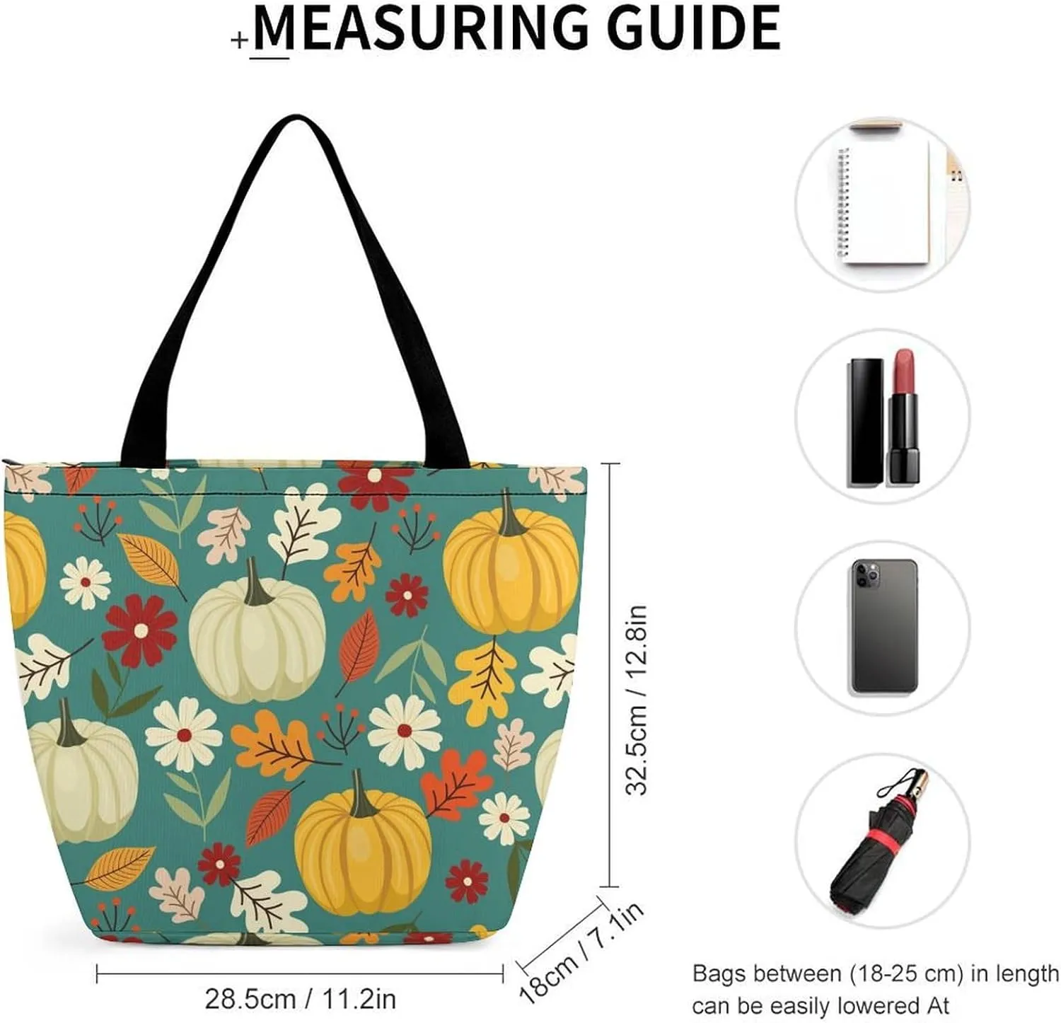 MoBlinko Thanksgiving Pumpkins Turkey Tote Bag for Women Reusable Shopping Bag Handbags Shoulder Bags with Zipper
