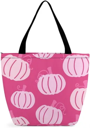 MoBlinko Thanksgiving Pumpkins Turkey Tote Bag for Women Reusable Shopping Bag Handbags Shoulder Bags with Zipper