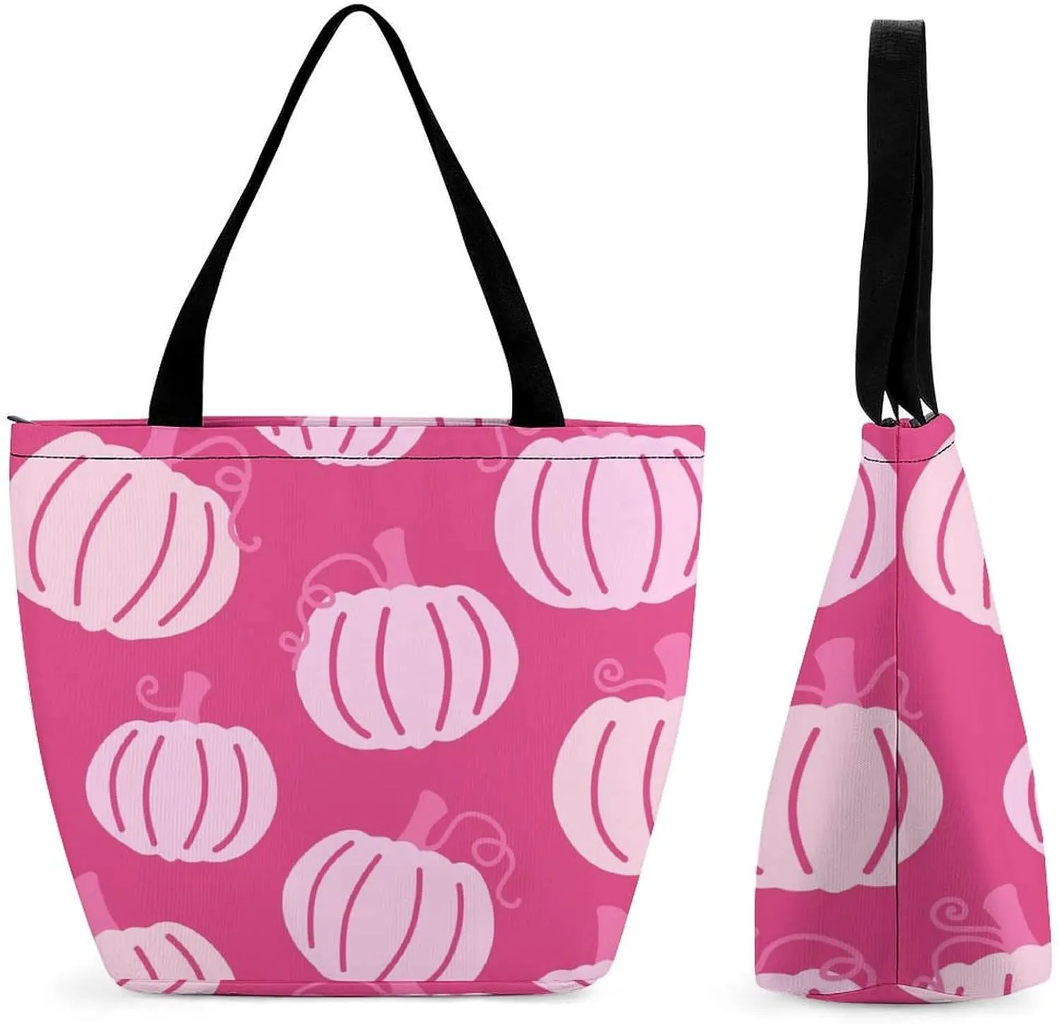 MoBlinko Thanksgiving Pumpkins Turkey Tote Bag for Women Reusable Shopping Bag Handbags Shoulder Bags with Zipper