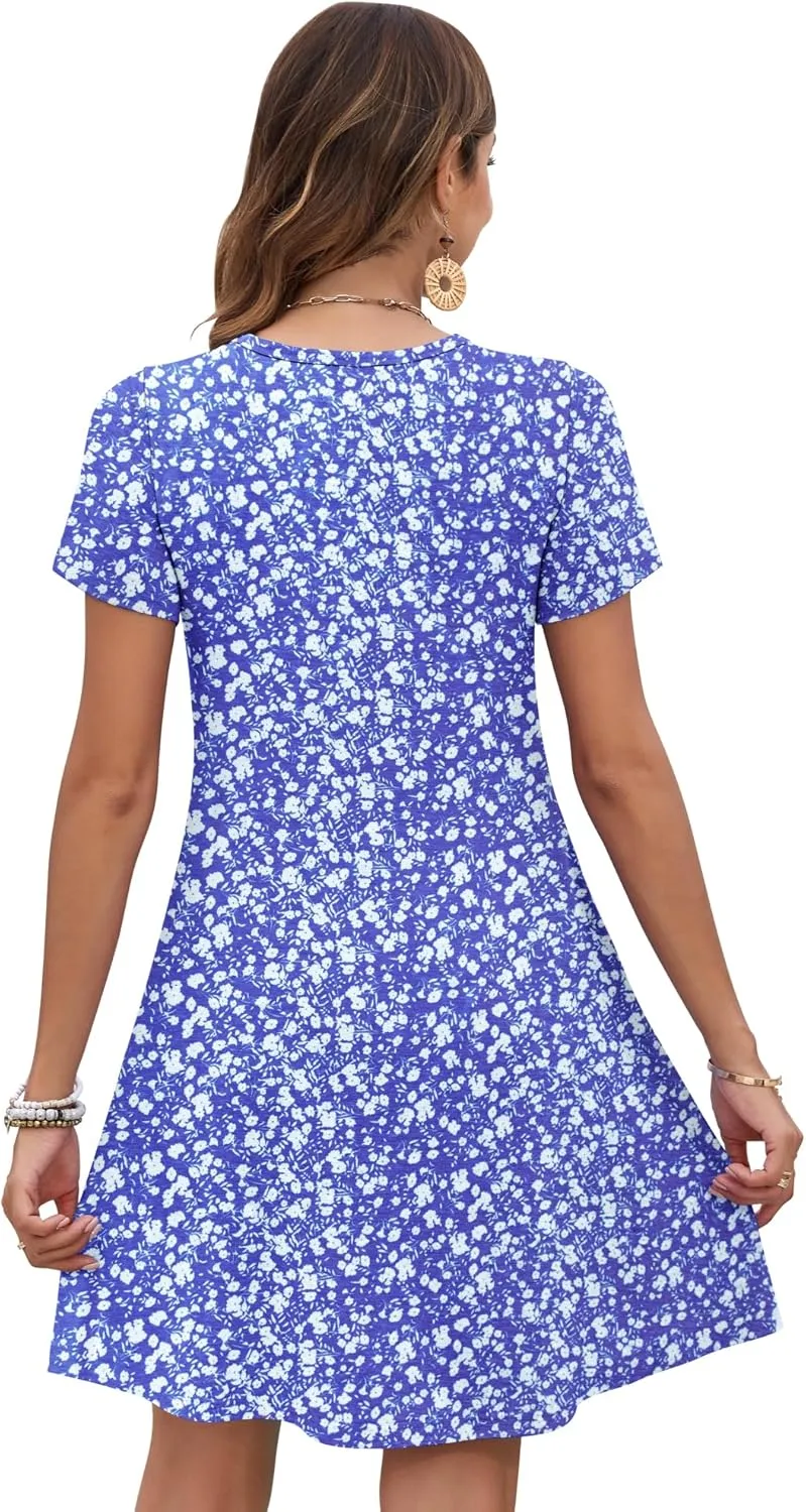 MOLERANI Women's Summer Dress 2025 Casual T-Shirt Pleated Short Sleeve Beach Sundress Travel Vacation Outfit