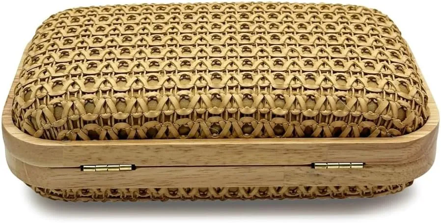 Molodo Straw Clutch for Women Small Wooden Purses Handbag Crossbody Bag for Beach Summer Travel