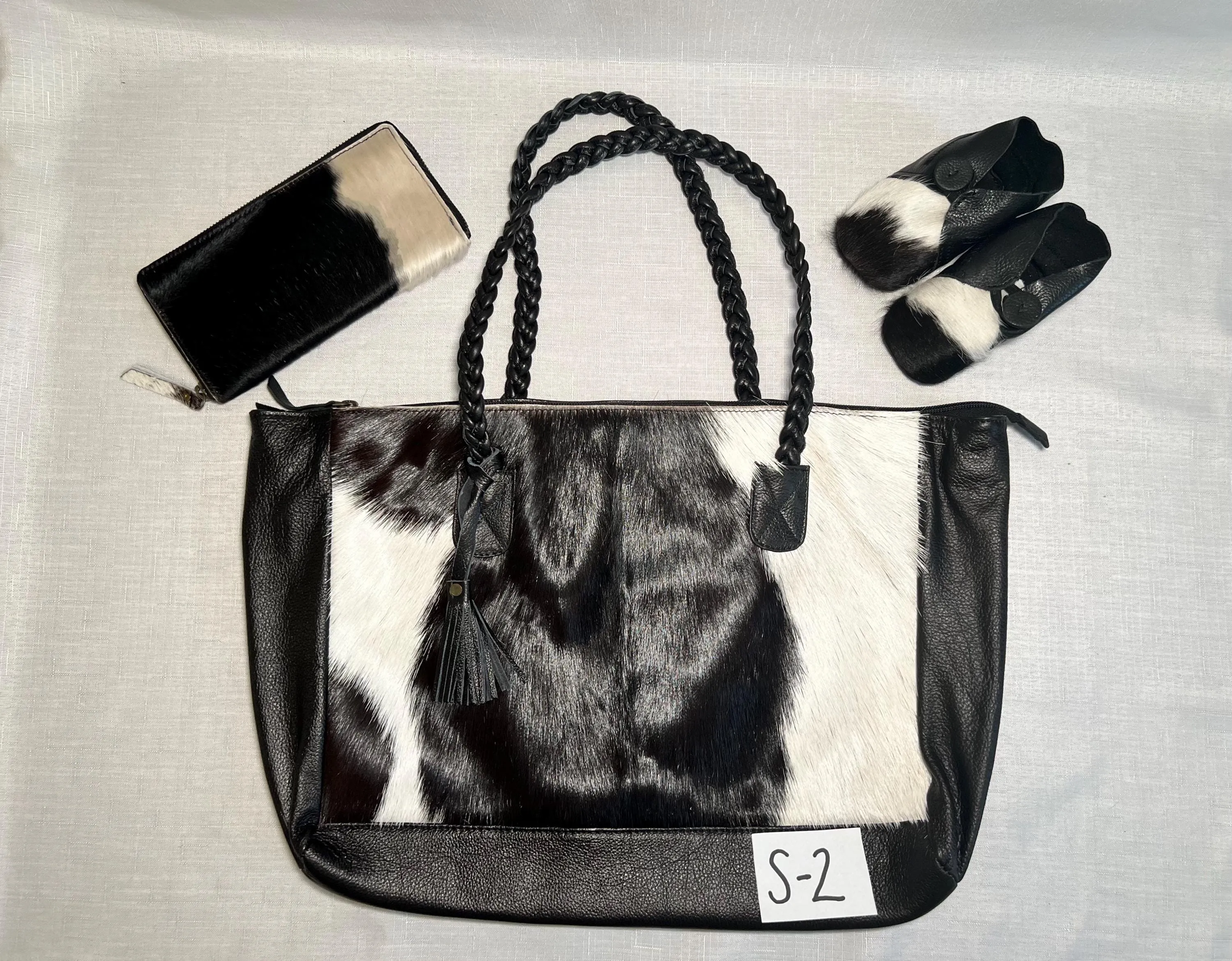 Mommy & Me Matching Gift Set with XL LeatherCowhide Tote, Wallet, and Baby Booties, Mother's Day Gift, New Mom Gift, Baby Shower Gift