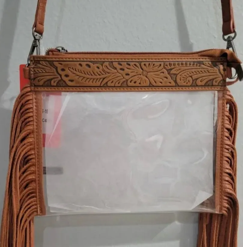 Montana West Western Fringe Rodeo Stadium Clear Crossbody Handbag