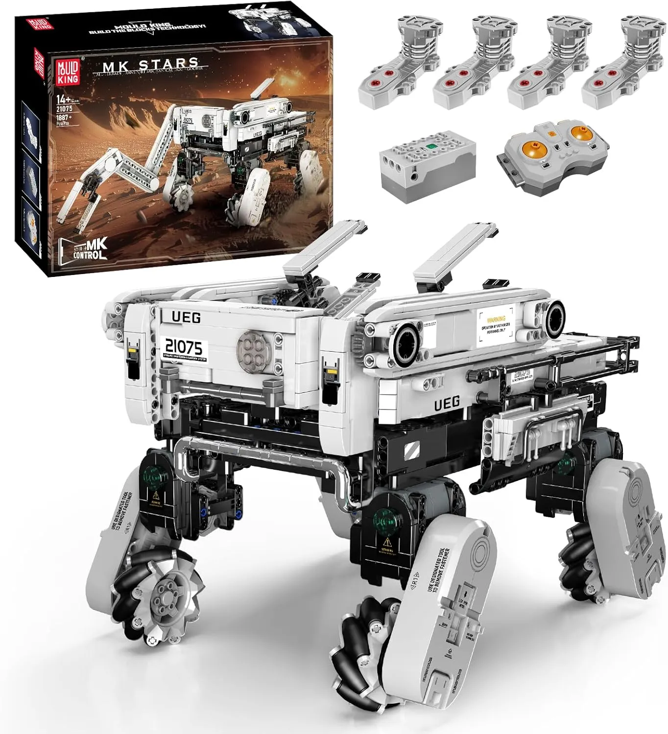 Mould King 21075 Robot Dog Building Blocks, 1887 Pieces Lunar Module Toy for Adults and Kids, DIY Aircraft Model Kits, Power Module & Educational Model