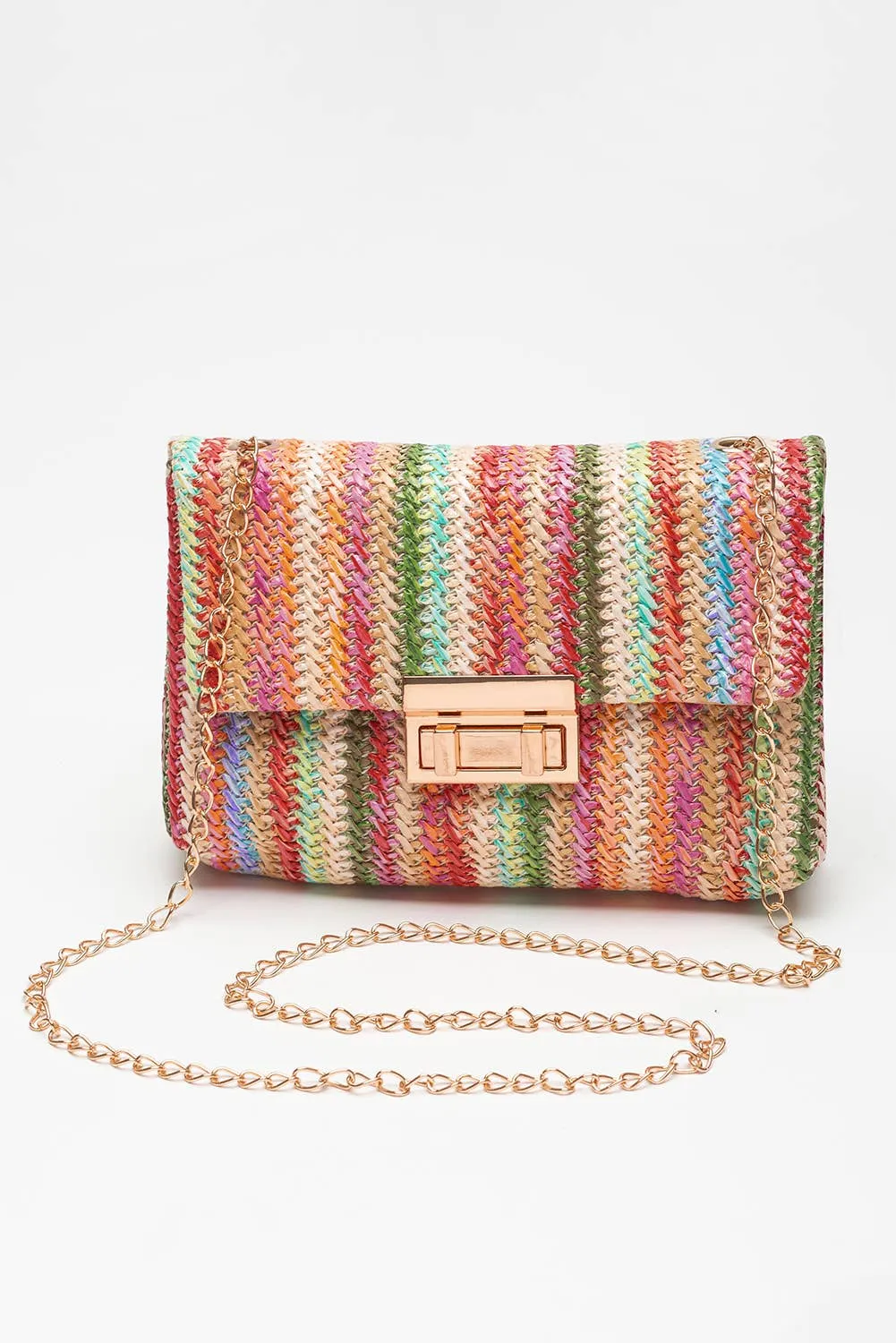 Multicolor Woven Shoulder Bag