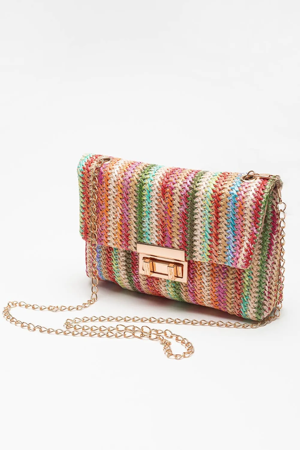 Multicolor Woven Shoulder Bag