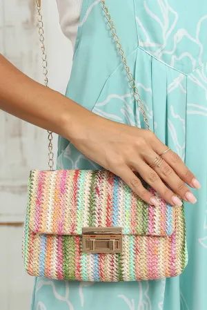 Multicolor Woven Shoulder Bag