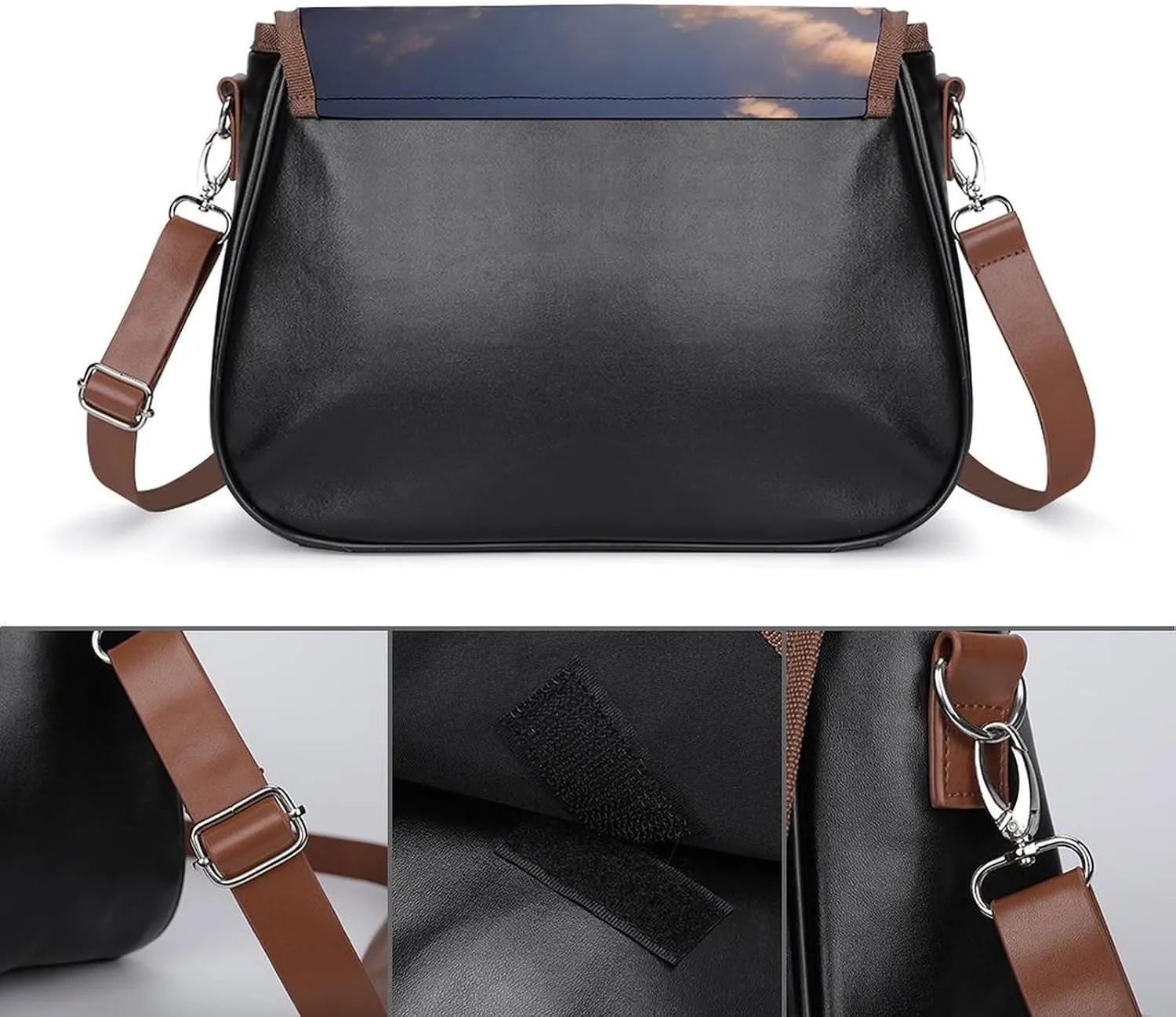 Music Symbol Crossbody Bags for Women,PU Leather Tote Bag for Women,Shoulder Bag Purse for Work Shopping Travel