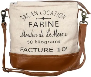 Myra Bag Shoulder Bag for Women - Western Upcycled Canvas Leather Handbag - Farine