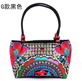 National trend embroidery bags Women  double faced flower embroidered one shoulder bag Small handbag