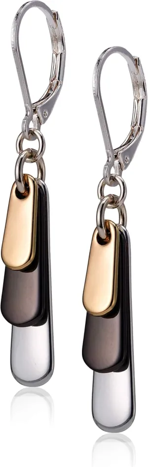 Nine West "Metal Motion" Tri-Tone Shaky Drop Earrings