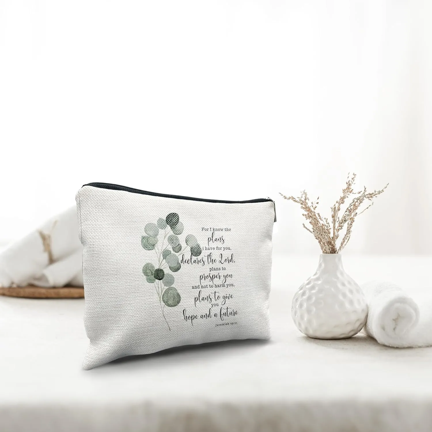 Nogrit Christian Gifts for Girls Women Jeremiah 29:11 Bible Scripture Gifts Christian Makeup Cosmetic Bag, Religious Make up Travel Toiletry Bag Jeremiah 29 11 Gifts Scripture Bag