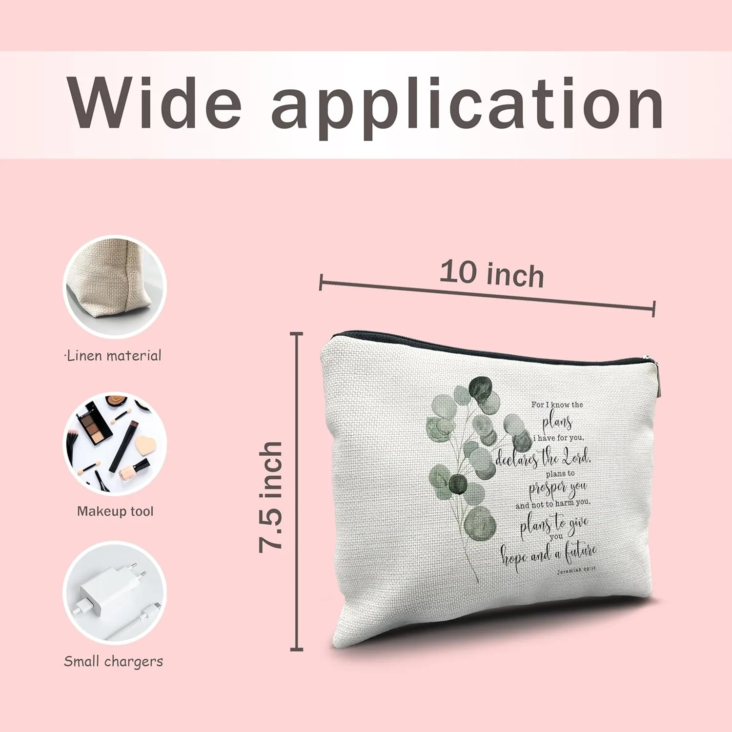 Nogrit Christian Gifts for Girls Women Jeremiah 29:11 Bible Scripture Gifts Christian Makeup Cosmetic Bag, Religious Make up Travel Toiletry Bag Jeremiah 29 11 Gifts Scripture Bag