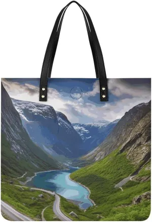 Norwegian Fjords Tote Bag Durable Water-Resistant Handbags Lightweight Tote for Travel Work Book