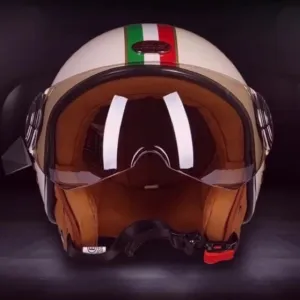 nwt Helmet His & Her M-XL Vintage Riviera cream white Italian racing stripes Black Racer Aqua Red Camel DOT motorcycle Vespa riding helmets