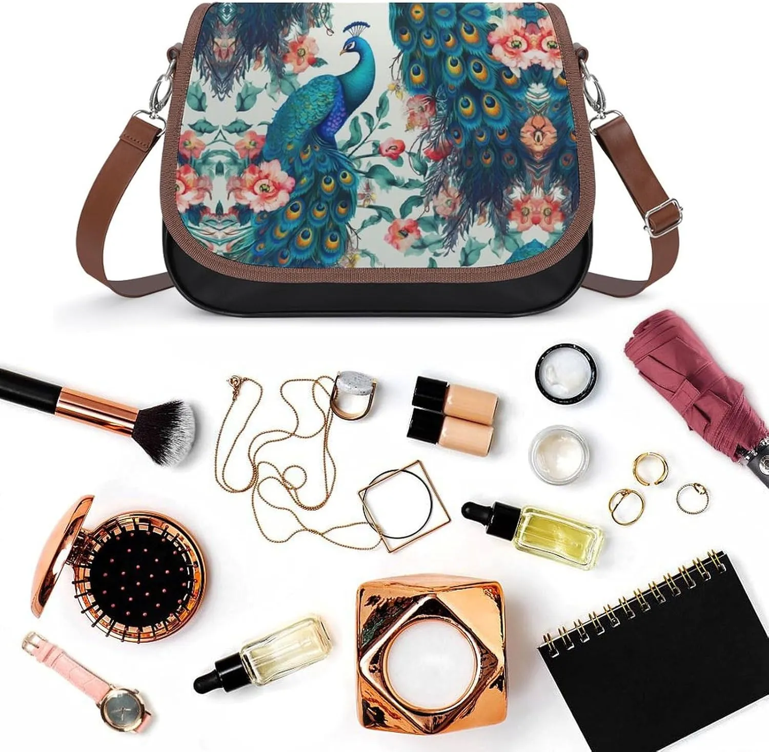 Ocean Wave Crossbody Bags for Women,PU Leather Tote Bag for Women,Shoulder Bag Purse for Work Shopping Travel