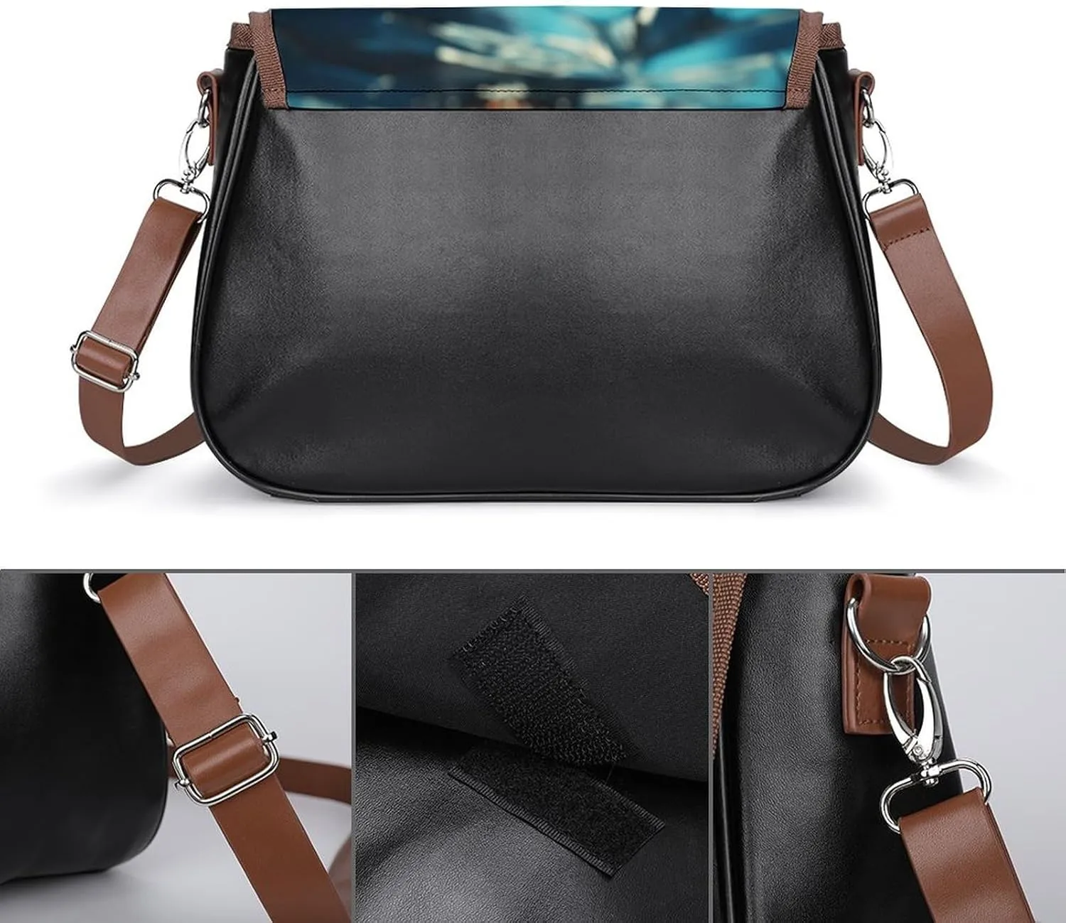 Ocean Wave Crossbody Bags for Women,PU Leather Tote Bag for Women,Shoulder Bag Purse for Work Shopping Travel