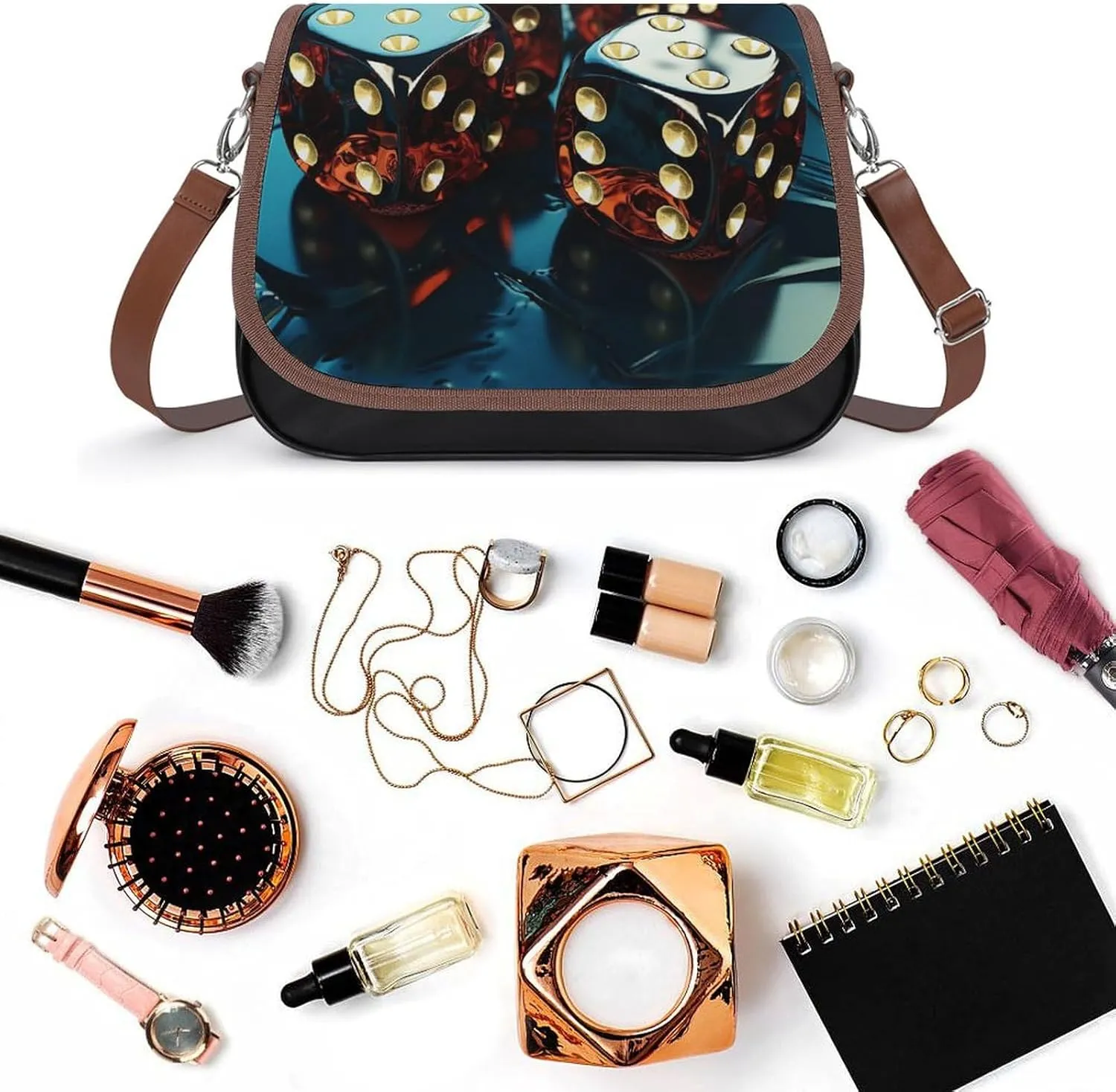Ocean Wave Crossbody Bags for Women,PU Leather Tote Bag for Women,Shoulder Bag Purse for Work Shopping Travel