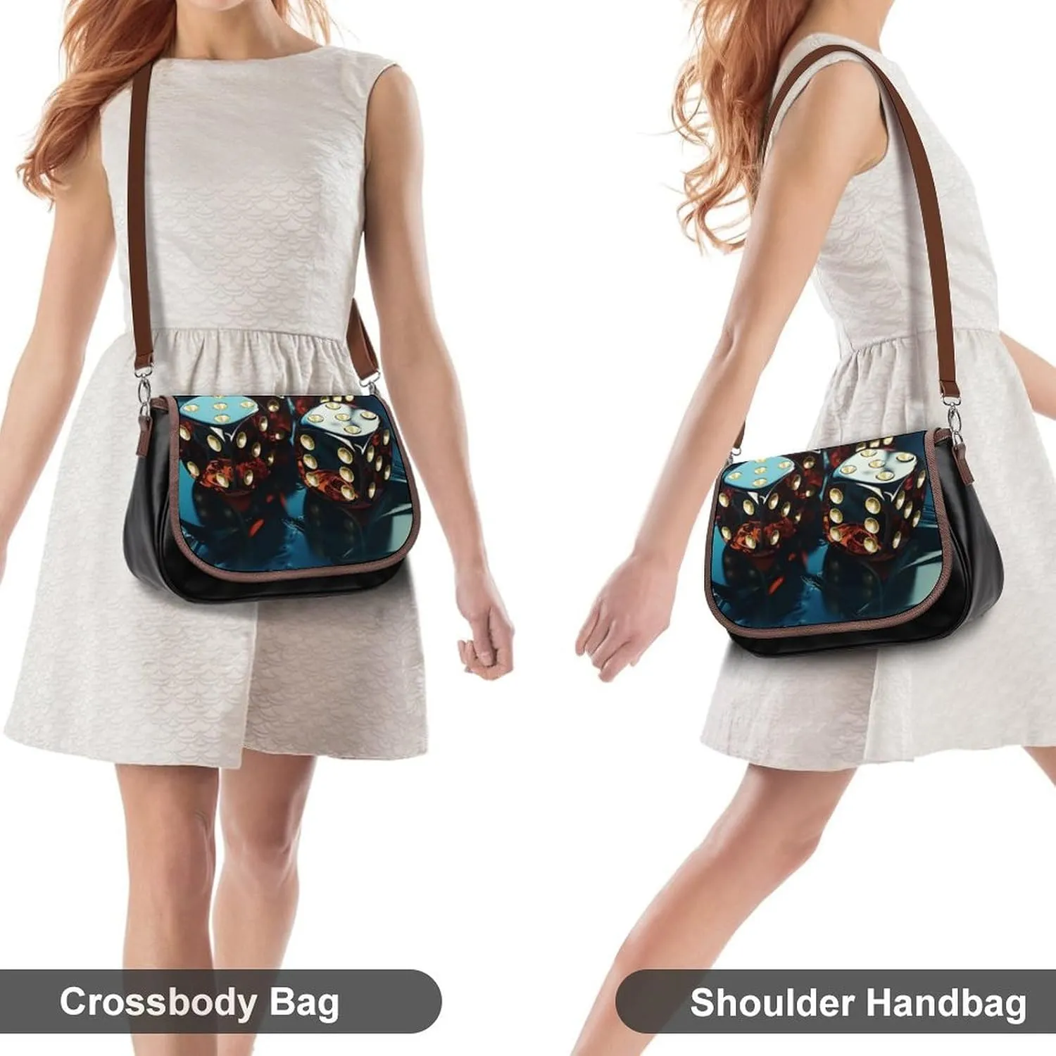Ocean Wave Crossbody Bags for Women,PU Leather Tote Bag for Women,Shoulder Bag Purse for Work Shopping Travel