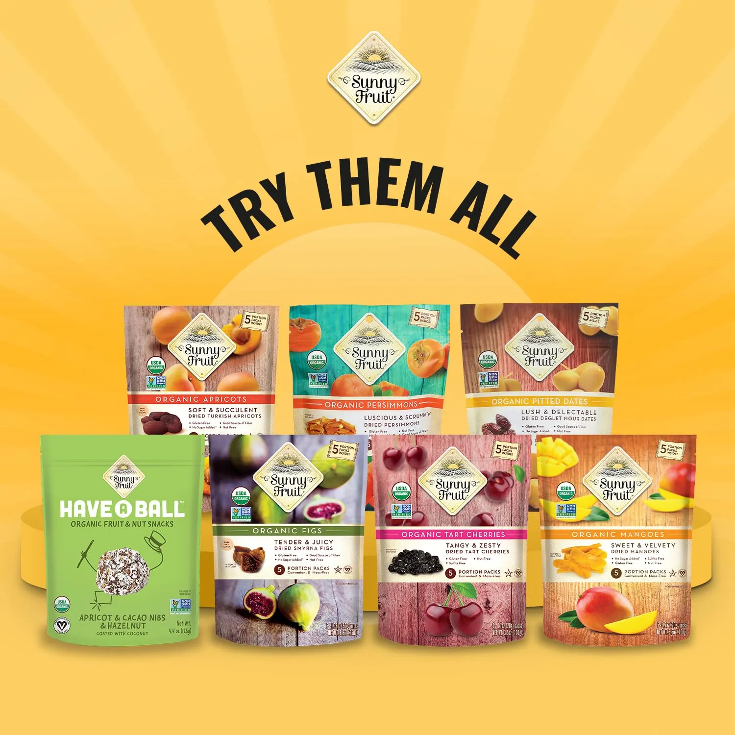 ORGANIC Prebiotic Dried Figs - Sunny Fruit - (6 bags) - (5) 1.76oz Portion Packs per Bag | Purely Figs - NO Added Sugars, Sulfurs or Preservatives | NON-GMO & KOSHER