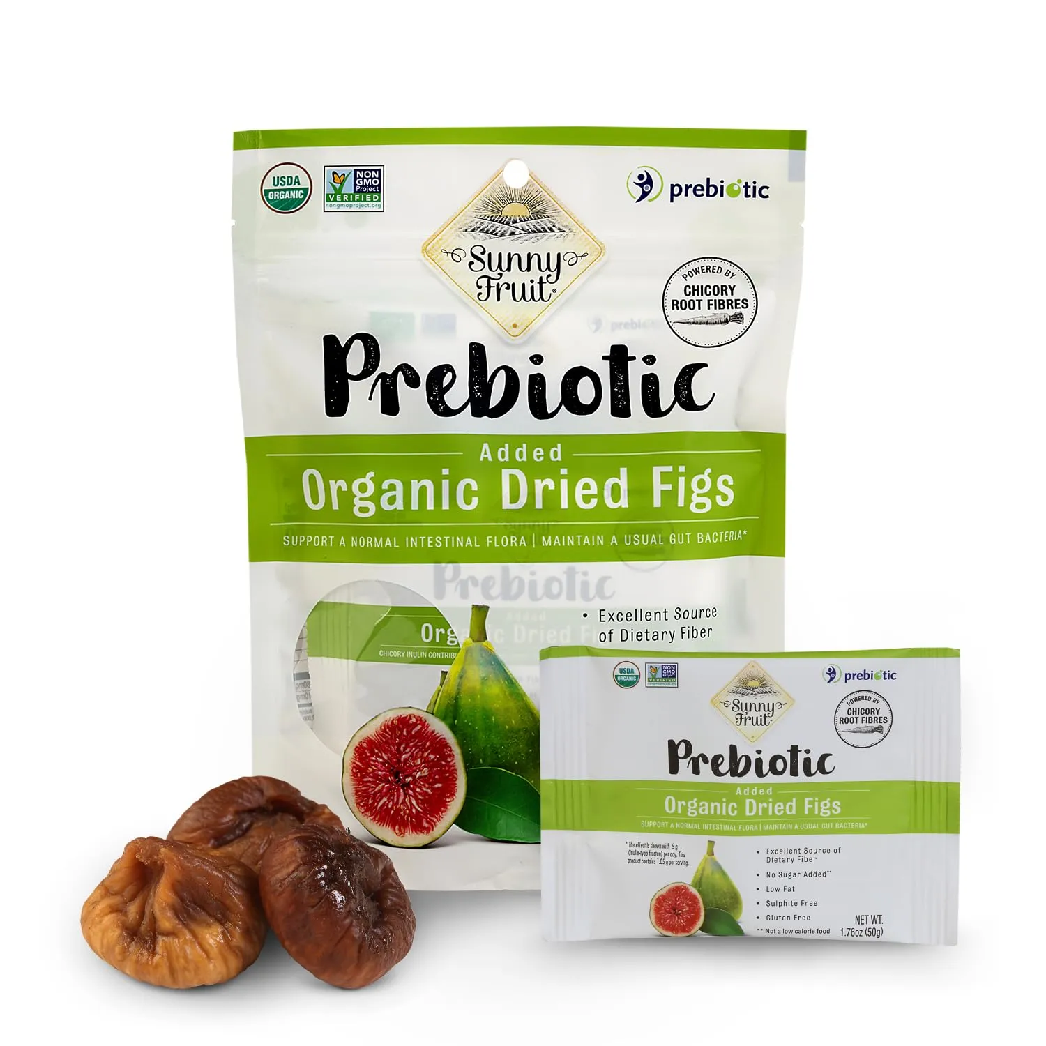 ORGANIC Prebiotic Dried Figs - Sunny Fruit - (6 bags) - (5) 1.76oz Portion Packs per Bag | Purely Figs - NO Added Sugars, Sulfurs or Preservatives | NON-GMO & KOSHER