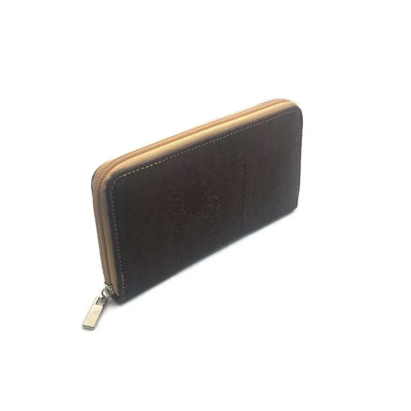 Сork Zip Purse and Vegan Minimalist Wallet for Women in Brown