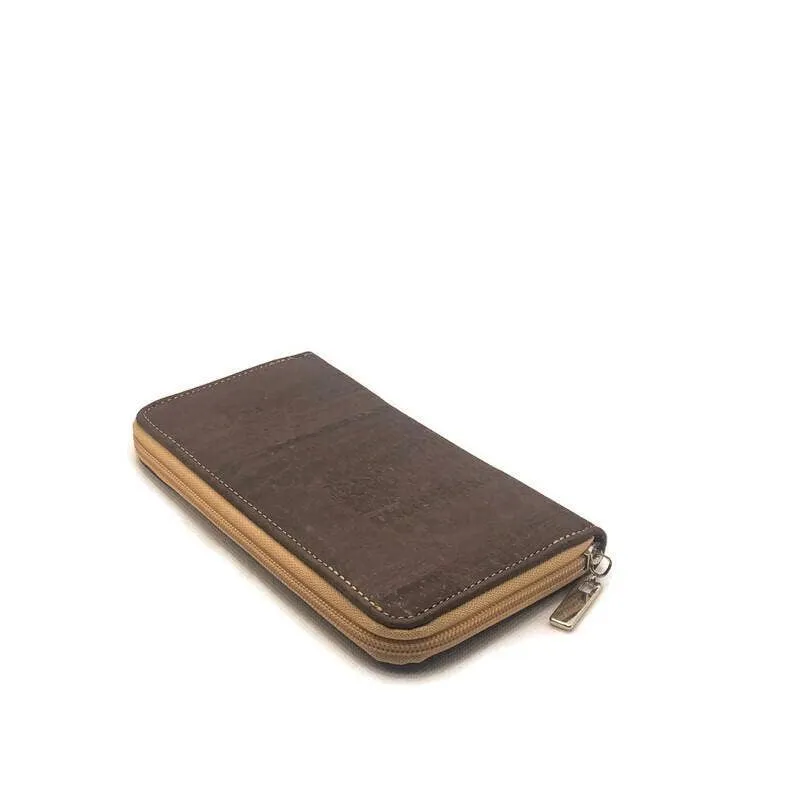Сork Zip Purse and Vegan Minimalist Wallet for Women in Brown