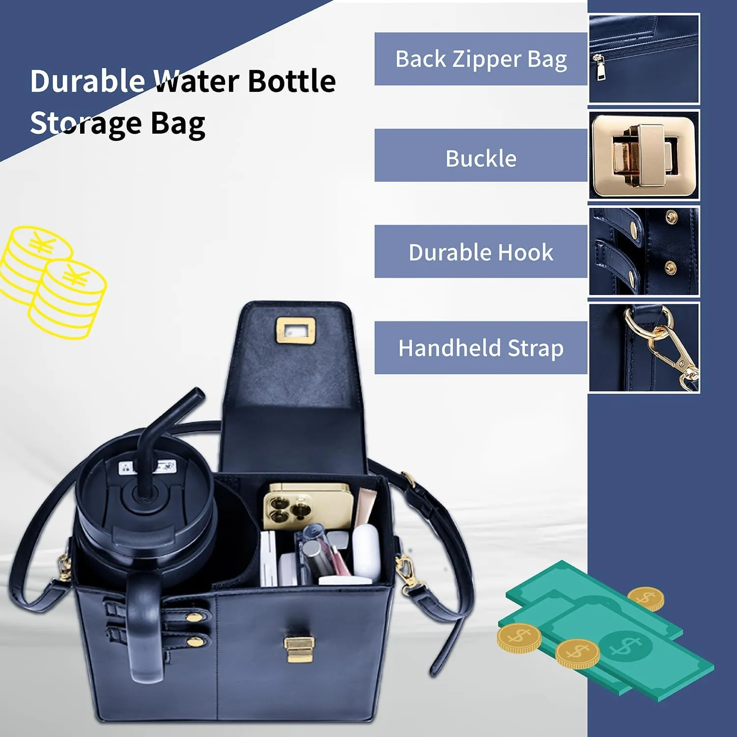 Outdoor Portable Crossbody Water Cup Storage Bag, Crossbody Cup Holder Bag, Multifunctional Storage Bag, Outdoor Portable Storage Bag, Portable Water Bottle Bag with Adjustable Shoulder Strap