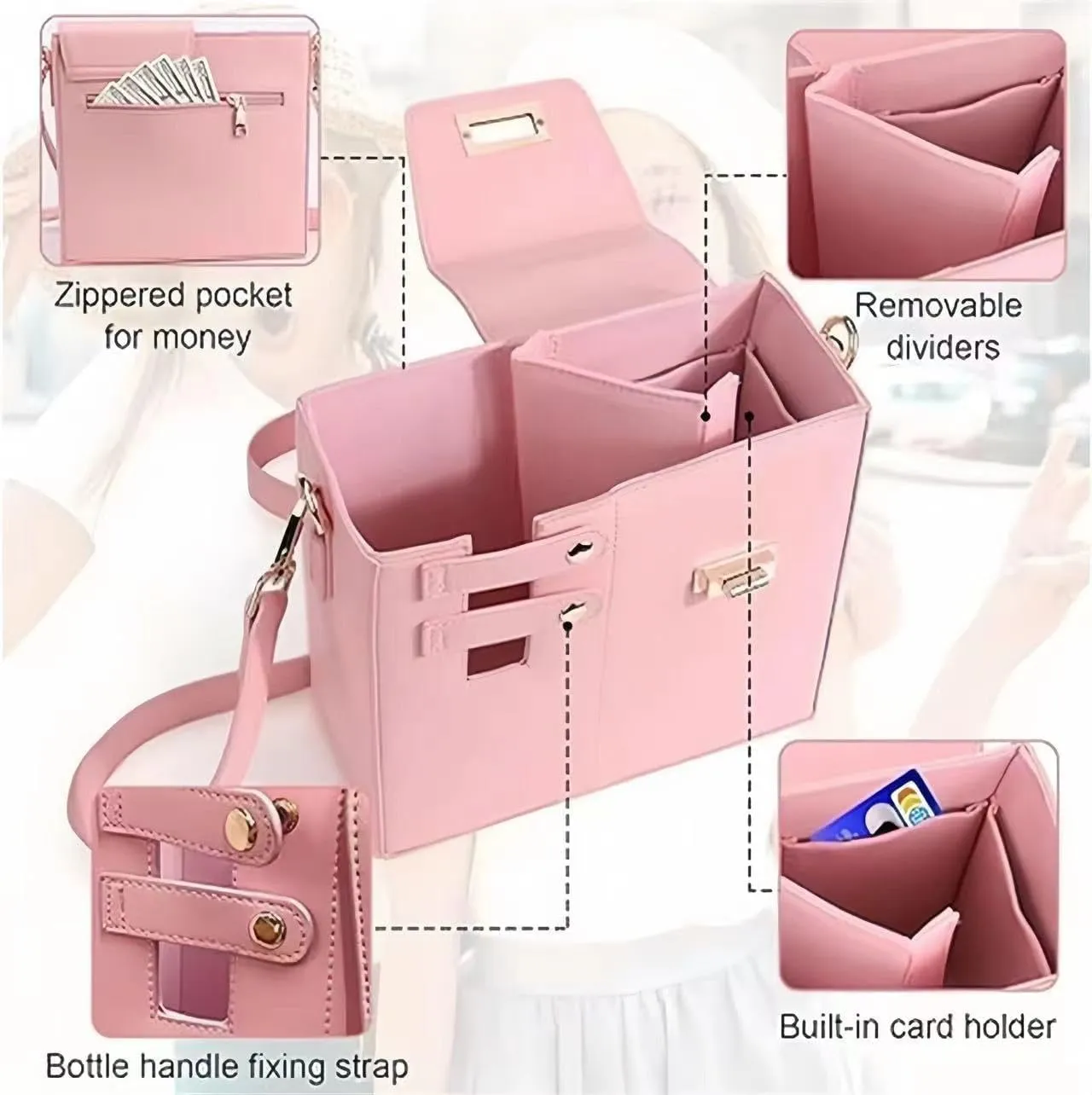 Outdoor Portable Crossbody Water Cup Storage Bag, Crossbody Cup Holder Bag, Multifunctional Storage Bag, Outdoor Portable Storage Bag, Portable Water Bottle Bag with Adjustable Shoulder Strap