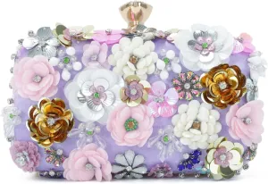 Oweisong 3D Flower Clutch Purses for Women Gold Formal Wedding Party Evening Bags Chain Floral Shoulder bag