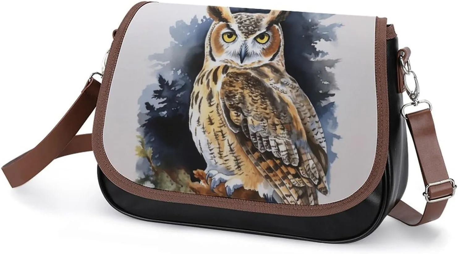 Owl Crossbody Bags for Women,PU Leather Tote Bag for Women,Shoulder Bag Purse for Work Shopping Travel
