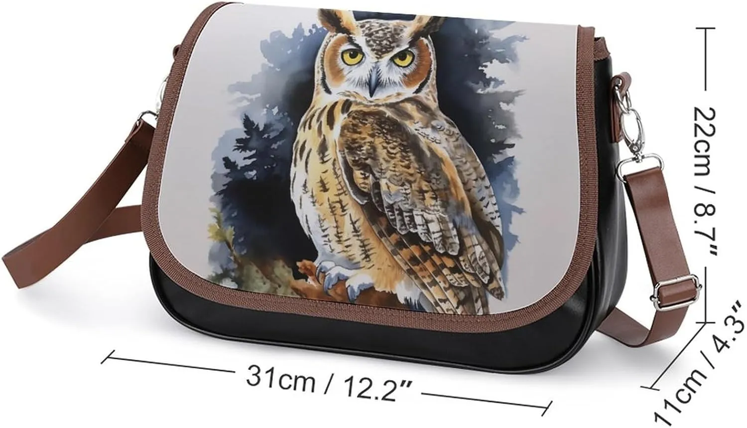 Owl Crossbody Bags for Women,PU Leather Tote Bag for Women,Shoulder Bag Purse for Work Shopping Travel