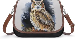 Owl Crossbody Bags for Women,PU Leather Tote Bag for Women,Shoulder Bag Purse for Work Shopping Travel