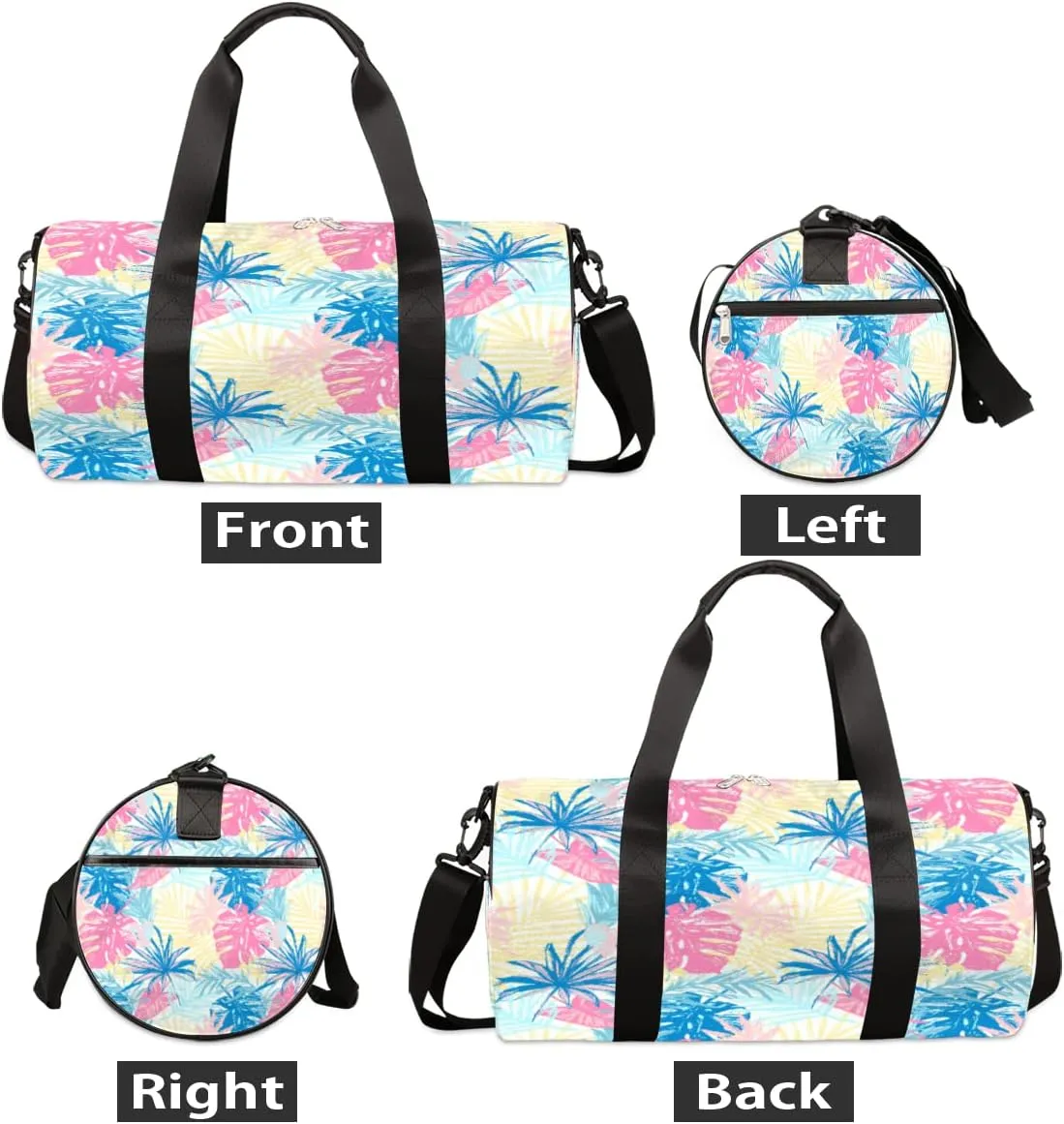 Pastel Tropic Leaves Gym Bag Small Gym Duffel Bags for Men Women Colorful Overnight Weekender Bag Lightweight Sport Duffle Bag Carry On Gymbag