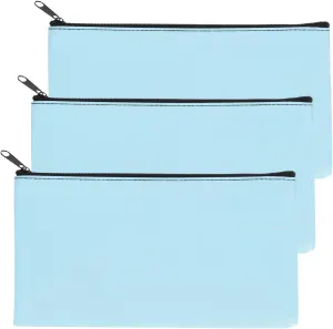 PATIKIL 11"x 6" Bank Deposit Bag, 3Pcs Money Bag Bank Bag Security Money Pouch Receipt Holder for Tickets Coin Makeup Cosmetics Bills, Sky Blue