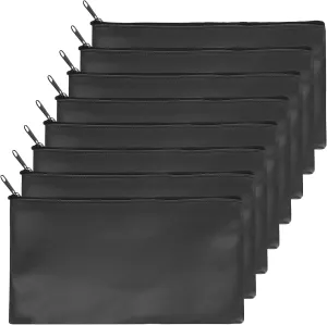 PATIKIL 11"x 6" Bank Deposit Bag, 8Pcs Money Bag Bank Bag Security Money Pouch Receipt Holder for Tickets Coin Makeup Cosmetics Bills, Black