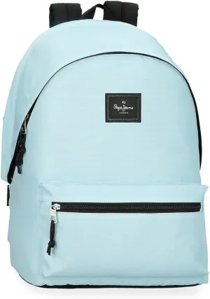 Pepe Jeans Aris Colorful Laptop Backpack 15.6 Inch Blue 31x44x17.5cm Polyester by Joumma Bags, Blue, Laptop Backpack Dual Compartment