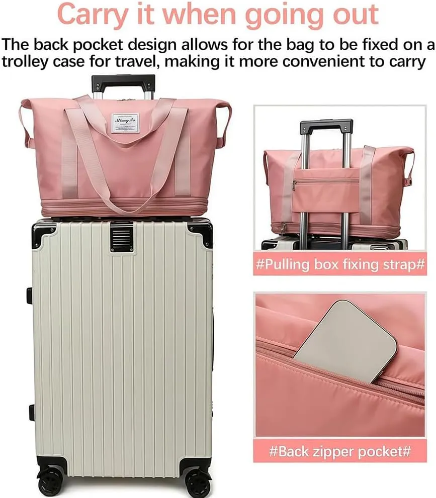 Pepepo Travel Bag with Wheels, 2025 New Large Capacity Travel Bag - Universal Wheel Removable (Light purple)