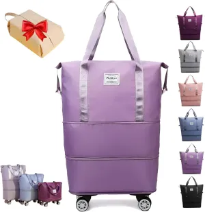 Pepepo Travel Bag with Wheels, 2025 New Large Capacity Travel Bag - Universal Wheel Removable (Light purple)