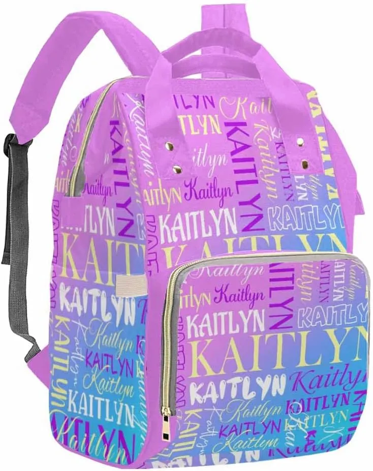 Personalized Baby Girl Diaper Bags with Name, Custom Colorful Text Diaper Bag for Mother's Day Customized Baby Boy Diaper Bags for Dad, Multi-function Backpack for Travel, Camping