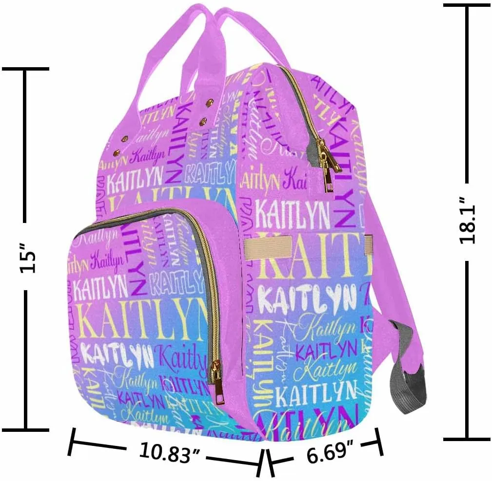 Personalized Baby Girl Diaper Bags with Name, Custom Colorful Text Diaper Bag for Mother's Day Customized Baby Boy Diaper Bags for Dad, Multi-function Backpack for Travel, Camping