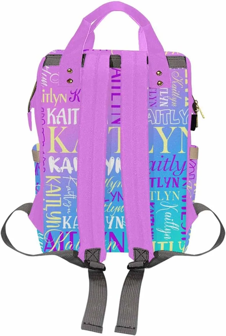Personalized Baby Girl Diaper Bags with Name, Custom Colorful Text Diaper Bag for Mother's Day Customized Baby Boy Diaper Bags for Dad, Multi-function Backpack for Travel, Camping