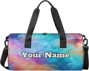 Personalized Colorful Art Sport Gym Bag, Custom Name Duffel Bags for Men, Waterproof Custom Sport Duffel Bag, Gymnastics Dance, Rainbow
