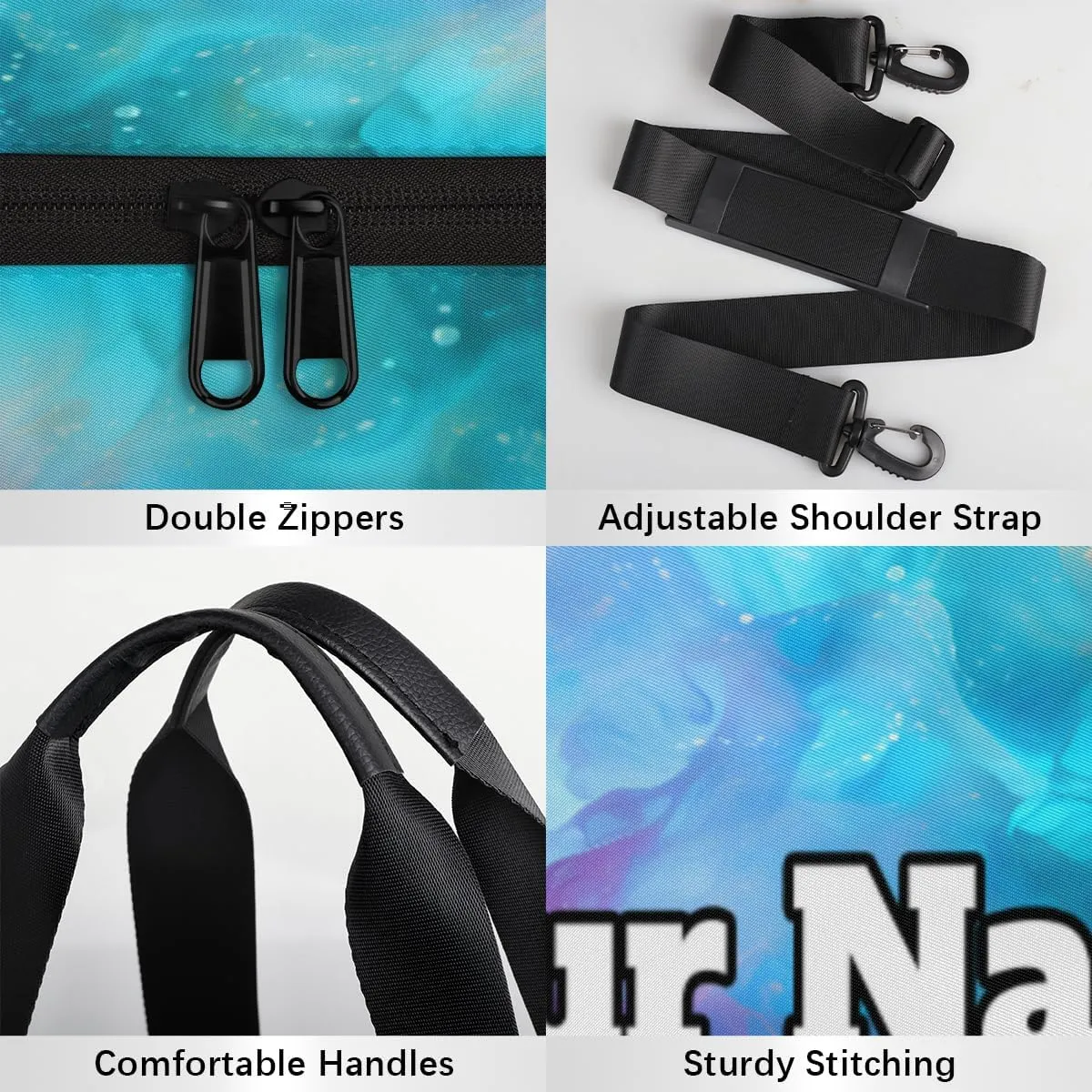 Personalized Colorful Art Sport Gym Bag, Custom Name Duffel Bags for Men, Waterproof Custom Sport Duffel Bag, Gymnastics Dance, Rainbow