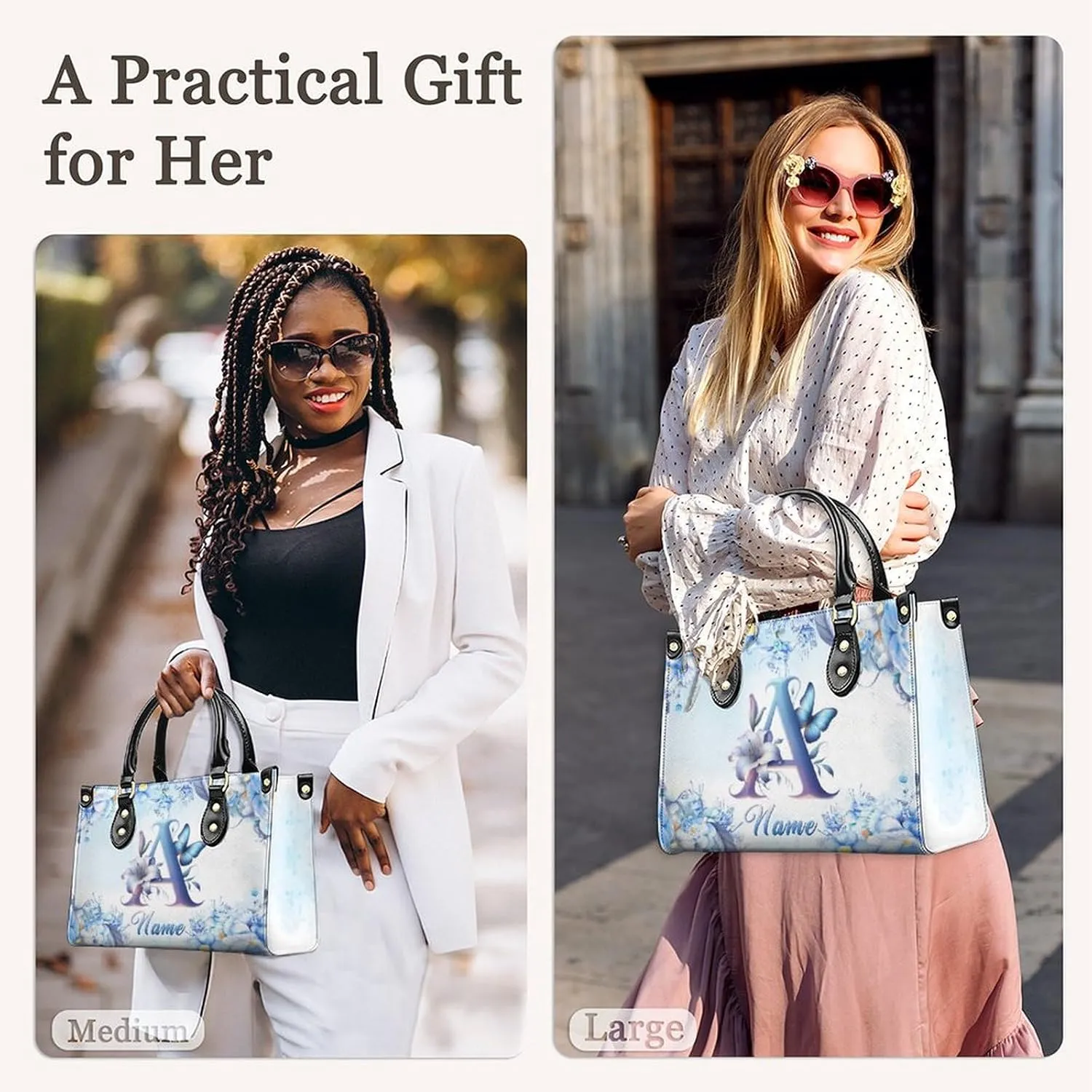 Personalized Leather Handbag, Custom Purse for Women, Add Your Design/Photo/Text, Initial Tote Bag Gifts with Name