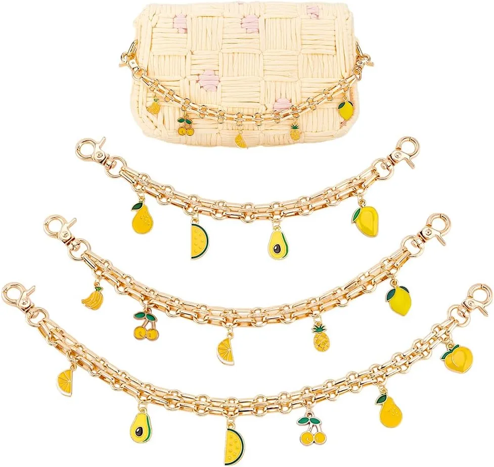 PH PandaHall Bag Chain with Pendants, Purse Extender Strap with Enamel Charms Replacement for Crossbody Shoulder Bag Handbag