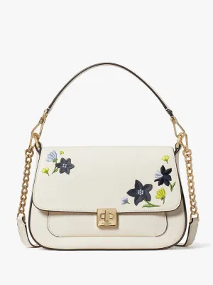 Phoebe Floral Applique Leather Flap Crossbody