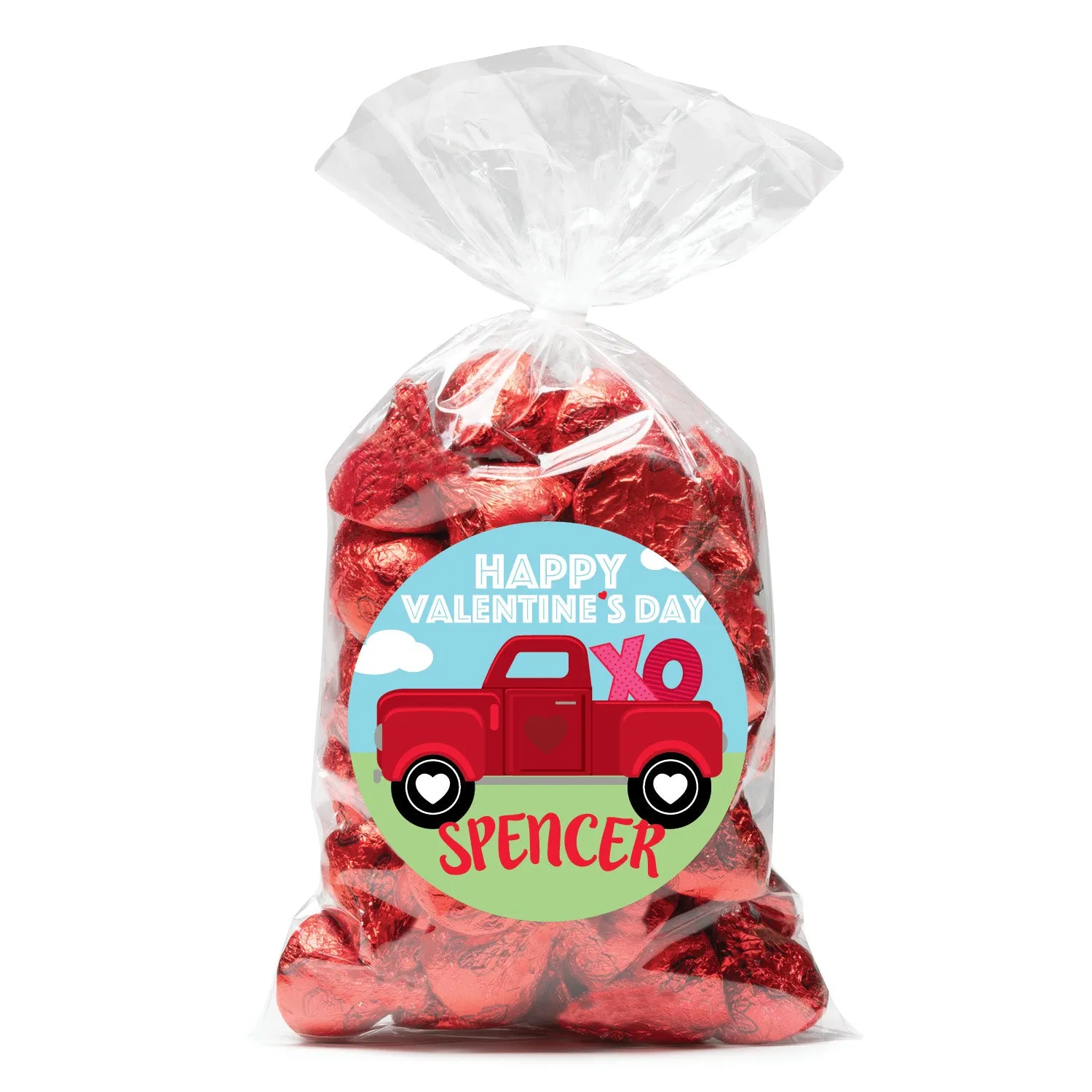 Pick Me Up Personalized Round Sticker and Treat Bag Set