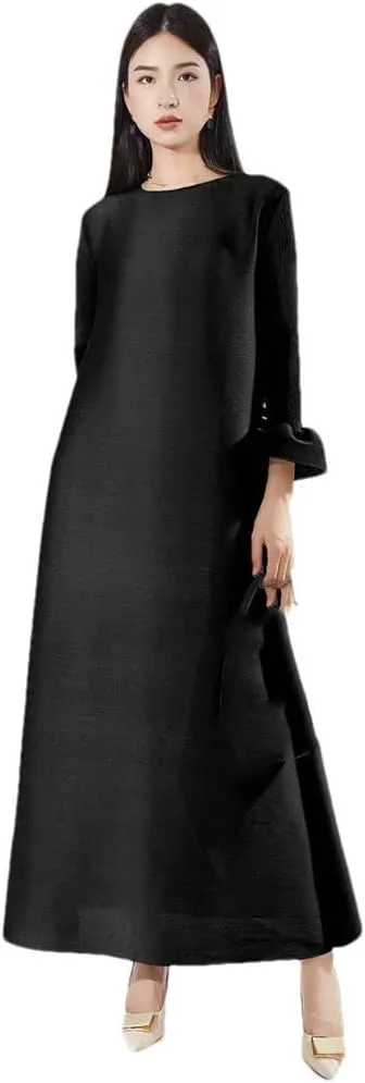 Pleated Solid Color Dress Women's Long Skirt