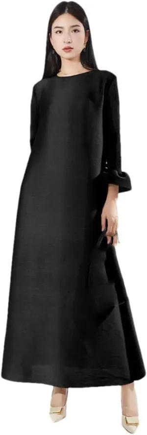Pleated Solid Color Dress Women's Long Skirt